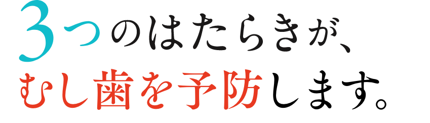 3つのはたらきが、むし歯を予防します。