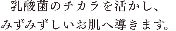 乳酸菌のチカラを活かし、みずみずしいお肌へ導きます。