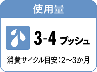 使用量 3〜4プッシュ 消費サイクル目安：2〜3か月