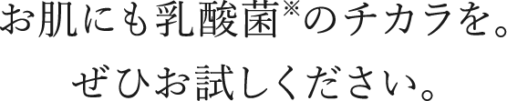 お肌にも乳酸菌のチカラを。ぜひお試しください。