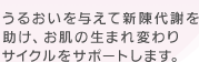 うるおいを与えて新陳代謝を助け、お肌の生まれ変わりサイクルをサポートします。