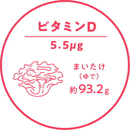 ビタミンD 5.5μg まいたけ(ゆで) 約93.2g