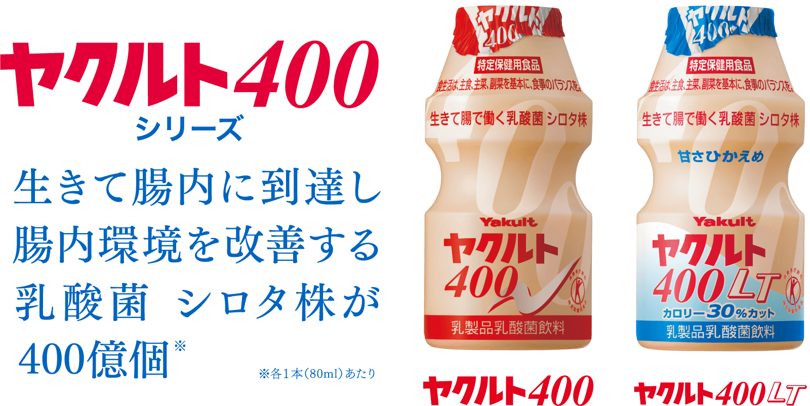 ヤクルト400シリーズ 生きて腸内に到達し腸内環境を改善する乳酸菌 シロタ株が400億個